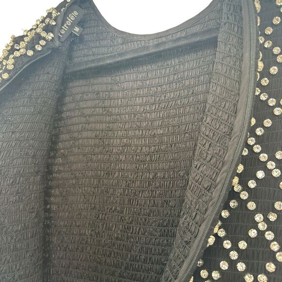 Retrofete Harlowe Crystal Embellished Jeweled Black Mini Party Dress Size Medium - Picture 7 of 11